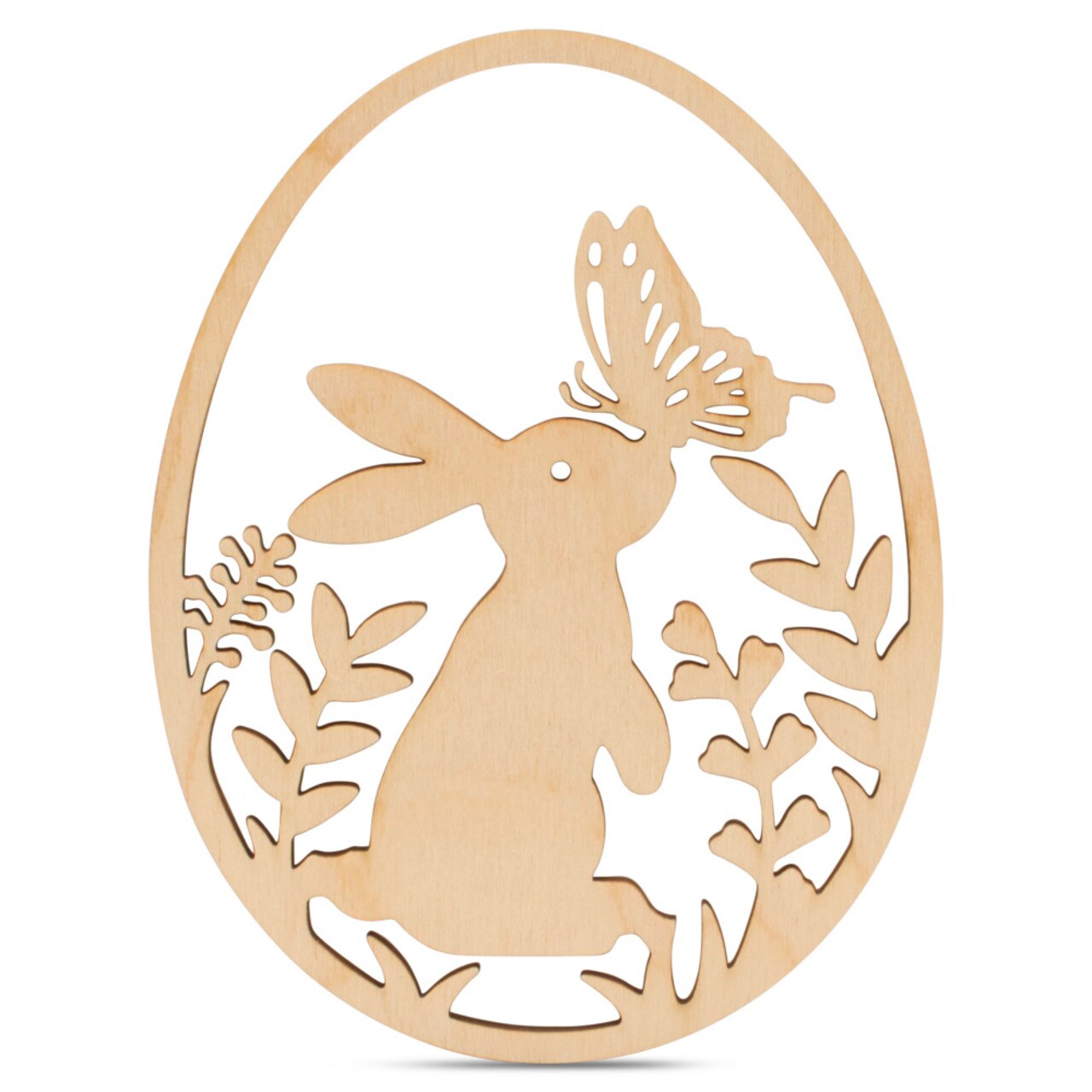 Wood Easter Egg Cutout w/ Bunny Detail 3"-24”, 1/8" Thick |Woodpeckers